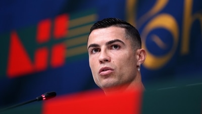 Portugal's Cristiano Ronaldo during the press conference (REUTERS)