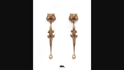 The image, also shared by Diet Sabya, shows Sabyasachi earrings featuring tiger heads and crocodiles. (Intagram/@sabyasachiofficial)