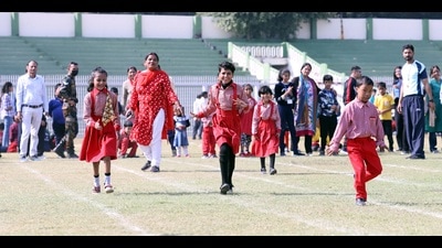 Special children from different states participating in state level special games under ‘Sahas Sports’ at the KD Singh Babu Stadium in Lucknow, on Monday (Deepak Gupta/HT) Special children from different states participating in state level special games under ‘Sahas Sports’ at the KD Singh Babu Stadium in Lucknow, on Monday (Deepak Gupta/HT)
