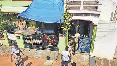 Police raid the residence of the accused in Mysuru on Monday. (PTI) Police raid the residence of the accused in Mysuru on Monday. (PTI)