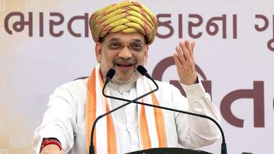 Union home minister Amit Shah on Monday held rallies in Gujarat’s Dwarka, Gir Somnath and Kutch. (ANI) Union home minister Amit Shah on Monday held rallies in Gujarat’s Dwarka, Gir Somnath and Kutch. (ANI)