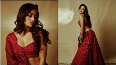 Rashmika Mandanna sizzles in a red lehenga. Fans call her ‘hot’ (Instagram/@rashmika_mandanna) Rashmika Mandanna sizzles in a red lehenga. Fans call her ‘hot’ (Instagram/@rashmika_mandanna)