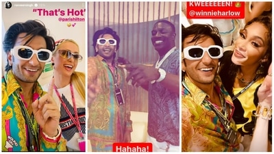 Ranveer Singh with Paris Hilton, Akon and Winnie Harlow. Ranveer Singh with Paris Hilton, Akon and Winnie Harlow.