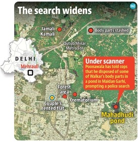 Another Delhi Police team, including senior officers, on Sunday took Poonawala to his rented accommodation in Chhattarpur Pahadi’s lane number one and spent at least four hours in the house. Another Delhi Police team, including senior officers, on Sunday took Poonawala to his rented accommodation in Chhattarpur Pahadi’s lane number one and spent at least four hours in the house.