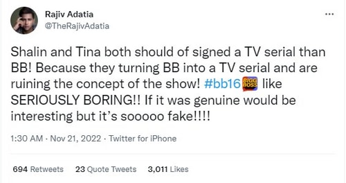 Rajiv Adatia spoke about Shalin Bhanot and Tina Datta's relationship on Bigg Boss 16. Rajiv Adatia spoke about Shalin Bhanot and Tina Datta's relationship on Bigg Boss 16.