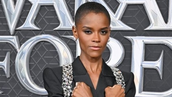 Letitia Wright during the Black Panther : Wakanda Forever press tour. Letitia Wright during the Black Panther : Wakanda Forever press tour.