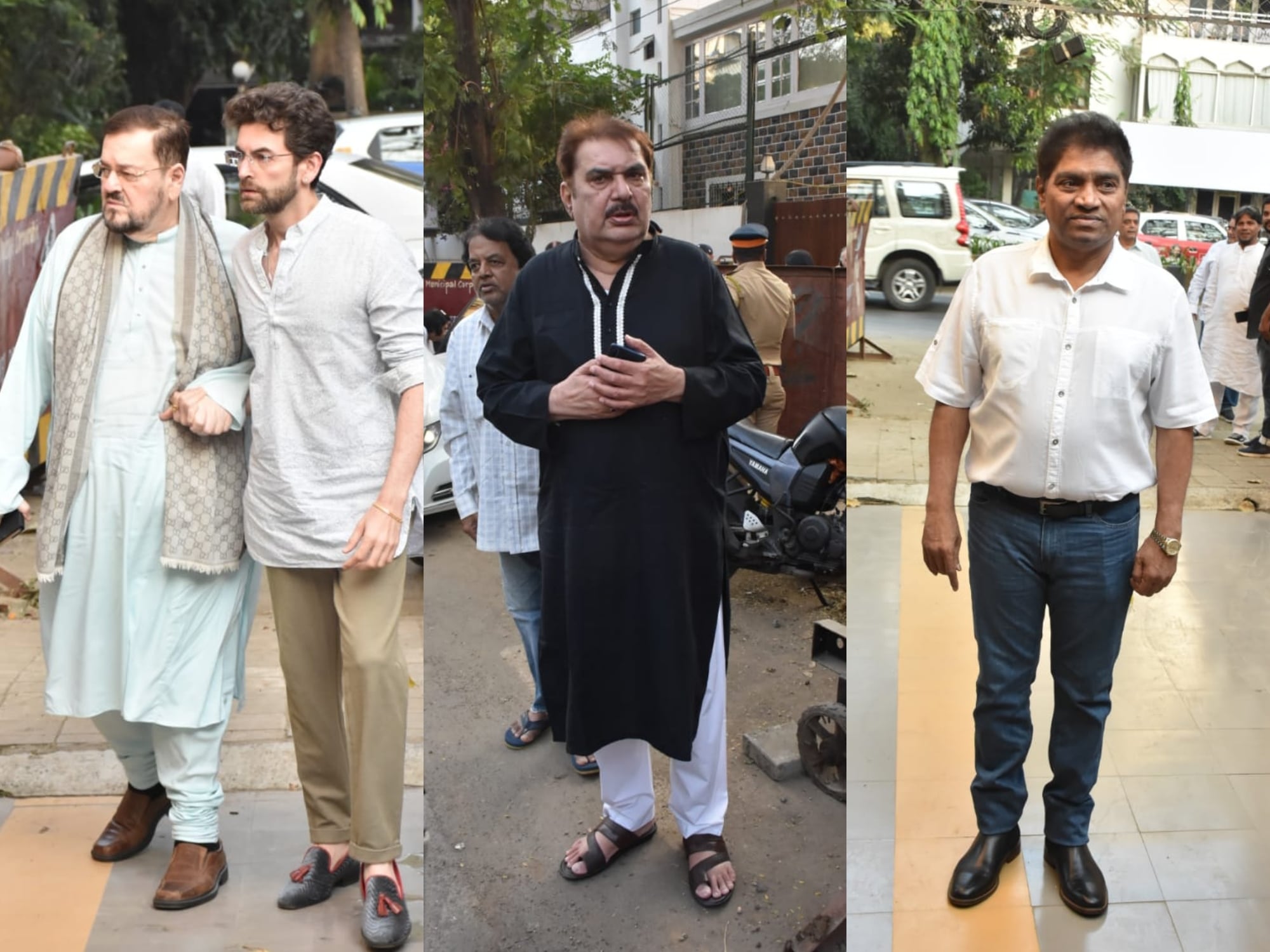 Neil Nitin Mukesh, Nitin Mukesh, Raza Murad and Johnny Lever at Tabassum's prayer meet. (Varinder Chawla)( (Varinder Chawla))