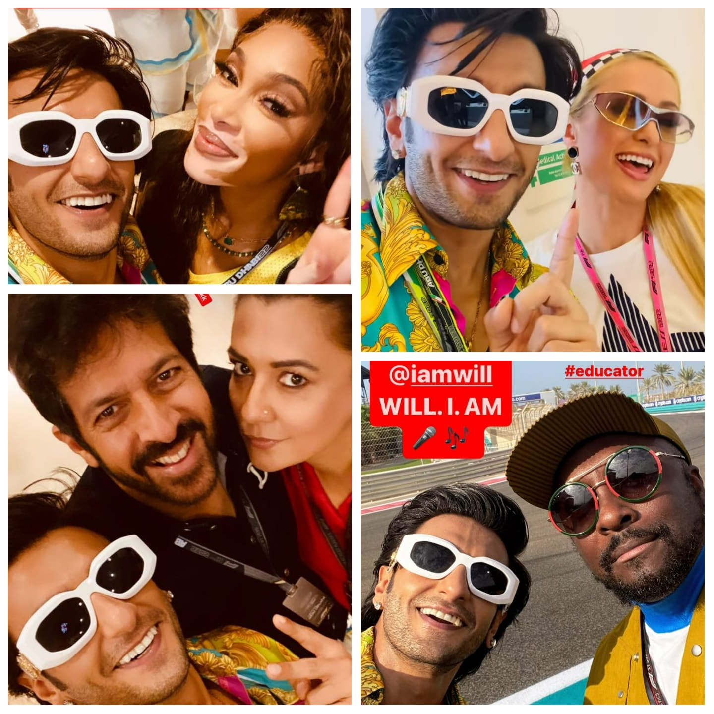 Ranveer Singh  Ranveer Singh clicks selfie with Paris Hilton, Usain Bolt  and other celebs at Abu Dhabi Grand Prix - Telegraph India