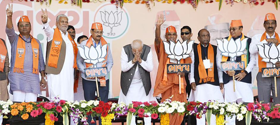 Prime Minister Narendra Modi spoke at three rallies in Surendranagar, Navsari and Jambusar as part of his campaign blitz in the final weeks of the election campaign. (ANI Photo) Prime Minister Narendra Modi spoke at three rallies in Surendranagar, Navsari and Jambusar as part of his campaign blitz in the final weeks of the election campaign. (ANI Photo)