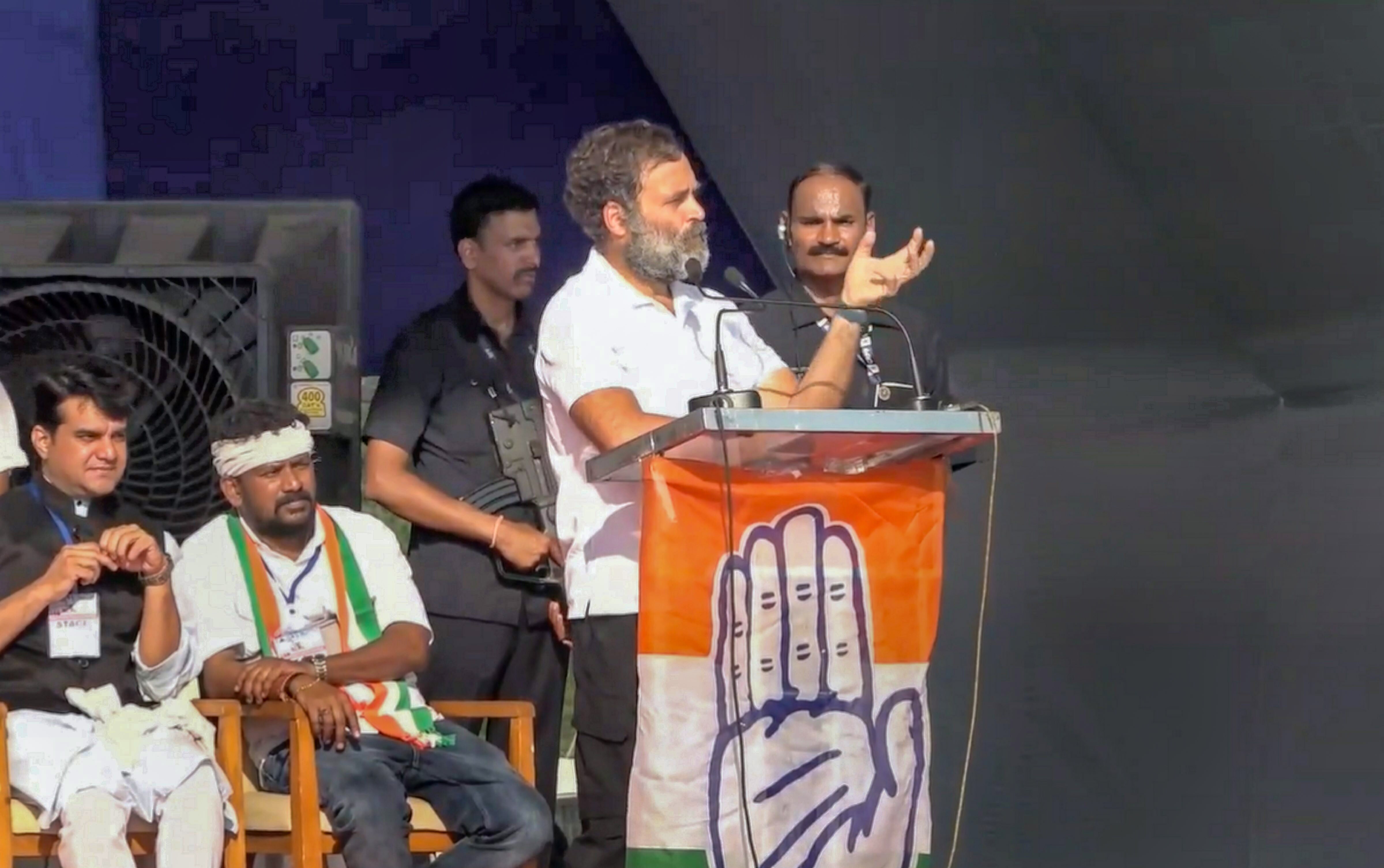 Congress leader Rahul Gandhi addresses a public rally in Surat, Gujarat. (PTI Photo) Congress leader Rahul Gandhi addresses a public rally in Surat, Gujarat. (PTI Photo)
