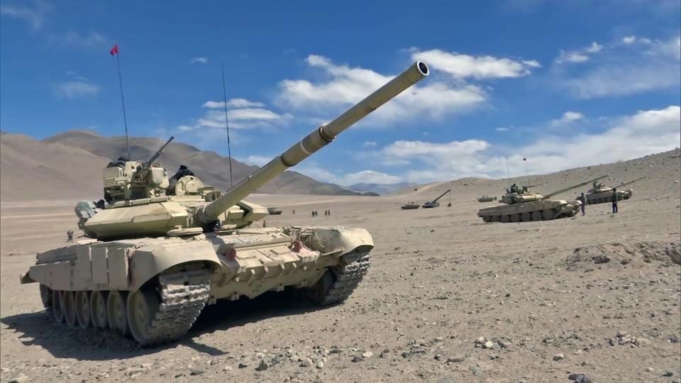The Indian Army ‘s T-90 Bhishma tanks near the Line of Actual Control in the Chumar-Demchok area of eastern Ladakh. (ANI file photo) The Indian Army ‘s T-90 Bhishma tanks near the Line of Actual Control in the Chumar-Demchok area of eastern Ladakh. (ANI file photo)