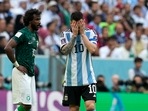 Argentina's Lionel Messi reacts disappointed during the World Cup match Argentina's Lionel Messi reacts disappointed during the World Cup match