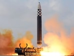 This photo provided on Nov. 19, 2022, by the North Korean government shows the test-firing of a missile at Pyongyang International Airport in Pyongyang, This photo provided on Nov. 19, 2022, by the North Korean government shows the test-firing of a missile at Pyongyang International Airport in Pyongyang,