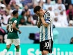 Lionel Messi reacts disappointed during the World Cup group C match between Argentina and Saudi Arabia at the Lusail Stadium Lionel Messi reacts disappointed during the World Cup group C match between Argentina and Saudi Arabia at the Lusail Stadium