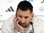Argentina's Lionel Messi attends a press conference Argentina's Lionel Messi attends a press conference