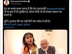 Screengrab of Prime Minister Modi's campaign video featuring a minor shared by Union minister Dharmendra Pradhan.(Twitter/Surpiya Shrinate)