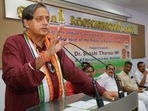 Congress leader and MP Shashi Tharoor at an event in Kozhikode, Kerala on Sunday.