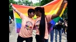 Lesbians at a gay pride march in India. Happy Endings is a contemporary Indian LGBTQi love story. (ParthaKar49/Shutterstock.com) Lesbians at a gay pride march in India. Happy Endings is a contemporary Indian LGBTQi love story. (ParthaKar49/Shutterstock.com)