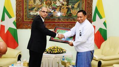 Foreign secretary Vinay Kwatra with the senior leadership of Myanmar. (Twitter Photo) Foreign secretary Vinay Kwatra with the senior leadership of Myanmar. (Twitter Photo)