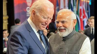 Prime Minister Narendra Modi and United States President Joe Biden at the 17th G20 Summit, Bali. (Arindam Bagchi Twitter) Prime Minister Narendra Modi and United States President Joe Biden at the 17th G20 Summit, Bali. (Arindam Bagchi Twitter)