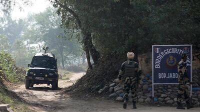Border Security Force (BSF) personnel stand guard at the BOP Jabowal after a Pakistani intruder was neutralised along the International Border, at Arnia sector, in Jammu on Tuesday. (ANI) Border Security Force (BSF) personnel stand guard at the BOP Jabowal after a Pakistani intruder was neutralised along the International Border, at Arnia sector, in Jammu on Tuesday. (ANI)