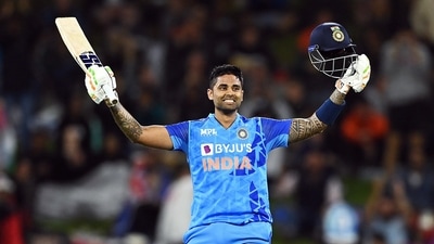 India's Suryakumar Yadav raises his bat after completing his hundred during the 2nd T20I match against New Zealand (BLACKCAPS Twitter) India's Suryakumar Yadav raises his bat after completing his hundred during the 2nd T20I match against New Zealand (BLACKCAPS Twitter)