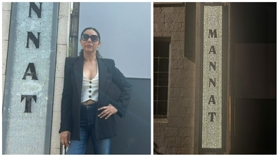 Gauri Khan shared a picture of herself next to Mannat's new name plate. Gauri Khan shared a picture of herself next to Mannat's new name plate.