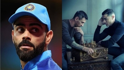 Virat Kohli; Cristiano Ronaldo with Lionel Messi Virat Kohli; Cristiano Ronaldo with Lionel Messi