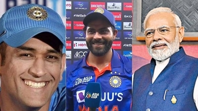 MS Dhoni; Ravindra Jadeja; Narendra Modi MS Dhoni; Ravindra Jadeja; Narendra Modi