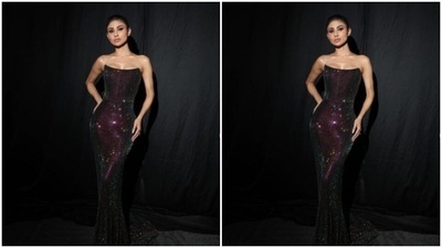 Mouni played muse to fashion designer house Sol Angelann and picked a metallic gown from the shelves of the designer house. (Instagram/@imouniroy) Mouni played muse to fashion designer house Sol Angelann and picked a metallic gown from the shelves of the designer house. (Instagram/@imouniroy)
