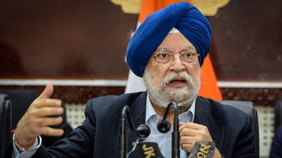 Union Minister for Petroleum & Natural Gas and Housing and Urban Affairs Hardeep Singh Puri addresses a press conference during his visit to the Kashmir. (PTI file) Union Minister for Petroleum & Natural Gas and Housing and Urban Affairs Hardeep Singh Puri addresses a press conference during his visit to the Kashmir. (PTI file)