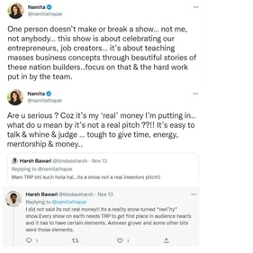 Many took to Twitter to mention Ashneer Grover in response to Namita Thapar's tweet. Many took to Twitter to mention Ashneer Grover in response to Namita Thapar's tweet.