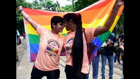 Lesbians at a gay pride march in India. Happy Endings is a contemporary Indian LGBTQi love story. (ParthaKar49/Shutterstock.com)