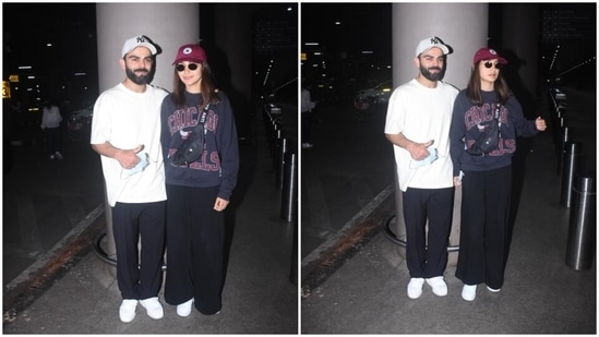 Virat Kohli, Anushka Sharma fly back to city in comfy casuals(HT Photos/Varinder Chawla)