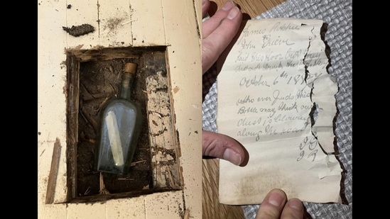 The victorian time bottle housing a 135-year-old message was found in a UK home. (Facebook/Eilidh Stimpson)