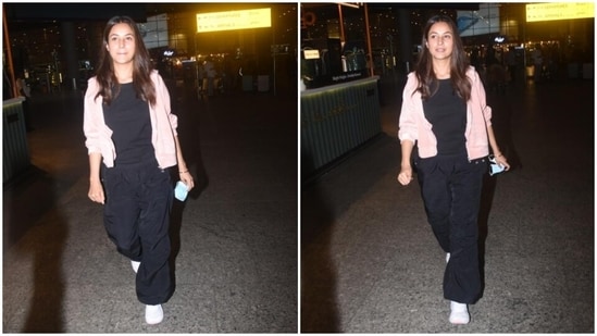 Shehnaaz Gill proves simple is the new cool in a comfy airport outfit. (HT Photo/Varinder Chawla)