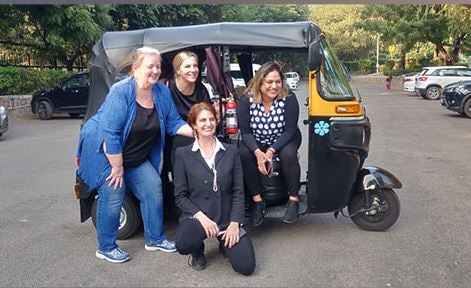 Four US woman diplomats have taken to the streets of the capital with their "personalized auto-rickshaws. (ANI Photo)