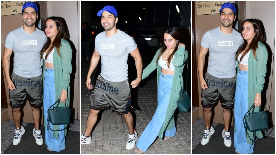 Varun Dhawan and his wife Natasha Dalal attend Bhediya screening. (HT Photo/Varinder Chawla)