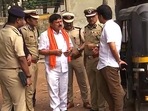 Karnataka home minister Araga Jnanendra visits the spot whera an autorickshaw blast occurred, in Mangaluru on Wednesday. (ANI) Karnataka home minister Araga Jnanendra visits the spot whera an autorickshaw blast occurred, in Mangaluru on Wednesday. (ANI)