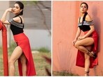 Sara Ali Khan leaves no stone unturned in treating her fans with stunning photos of herself in stylish fits. Recently, she dropped a series of stills from her latest photoshoot where she can be seen raising the hotness quotient in a black top and red thigh-high slit skirt.(Instagram/@saraalikhan95)