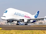 The Airbus Beluga Super Transporter made its first appearance at Mumbai Airport on Tuesday.(Twitter/@CSMIA_Official) The Airbus Beluga Super Transporter made its first appearance at Mumbai Airport on Tuesday.(Twitter/@CSMIA_Official)