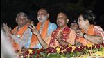 Uttar Pradesh chief minister Yogi Adityanath during a road show in Surat for the Gujarat assembly election campaign. (ANI PHOTO) Uttar Pradesh chief minister Yogi Adityanath during a road show in Surat for the Gujarat assembly election campaign. (ANI PHOTO)