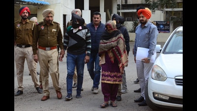 The accused in custody of Ludhiana police on Wednesday. The accused in custody of Ludhiana police on Wednesday.