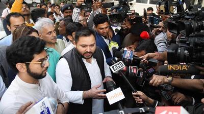 Both Aaditya Thackeray and Tejashwi Yadav called for the coming together of youth leaders to address the burning issues in the country. (Photo by Santosh Kumar/ Hindustan Times) Both Aaditya Thackeray and Tejashwi Yadav called for the coming together of youth leaders to address the burning issues in the country. (Photo by Santosh Kumar/ Hindustan Times)