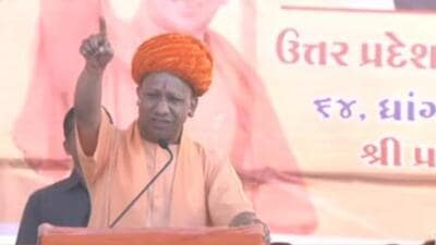 Yogi Adityanath addressed public meetings in Dwarka and Kutch districts of Gujarat, where assembly polls will be held on December 1 and 5. (Video grab/Twitter/Yogi Adityanath) Yogi Adityanath addressed public meetings in Dwarka and Kutch districts of Gujarat, where assembly polls will be held on December 1 and 5. (Video grab/Twitter/Yogi Adityanath)