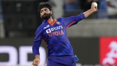 India's Ravindra Jadeja bowls during the T20 cricket match of Asia Cup between India and Hong Kong (AP) India's Ravindra Jadeja bowls during the T20 cricket match of Asia Cup between India and Hong Kong (AP)