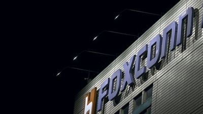 Foxconn logo outside the company's building in Taipei. (REUTERS)