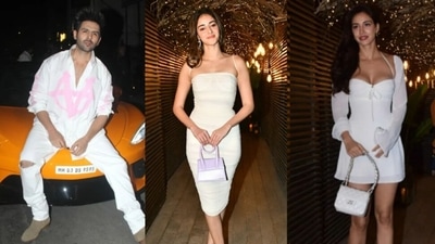 Kartik Aaryan's 32nd birthday party: Ananya Panday and Disha Patani attend bash in white outfits. Kartik Aaryan's 32nd birthday party: Ananya Panday and Disha Patani attend bash in white outfits.