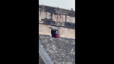 Woman enters ancient Mayan Pyramid. (Twitter/@davenewworld_2) Woman enters ancient Mayan Pyramid. (Twitter/@davenewworld_2)