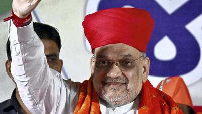Union home minister Amit Shah during a public meeting ahead of Gujarat assembly election in Ahmedabad on Tuesday. (PTI) Union home minister Amit Shah during a public meeting ahead of Gujarat assembly election in Ahmedabad on Tuesday. (PTI)